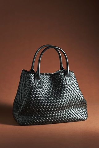 By Anthropologie + Woven Faux Leather Tote