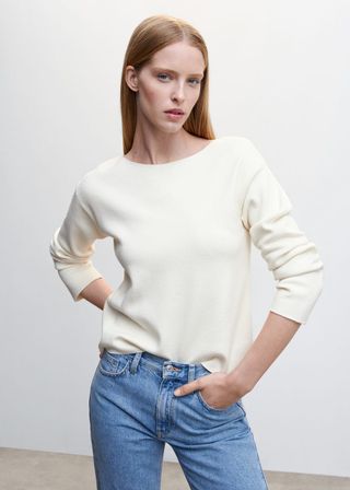Mango + Fine-Knit Boat-Neck Sweater