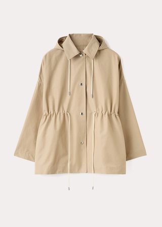 Toteme + Hooded Cotton-Nylon Parka Trench Beige