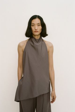 Zara + Minimalist Wool Halterneck Top