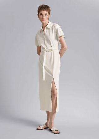 & Other Stories + Mid-Length Polo Dress in Cream