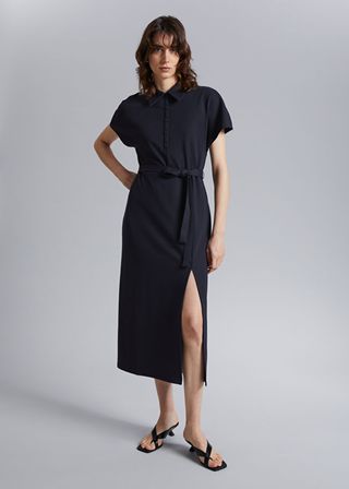 & Other Stories + Mid-Length Polo Dress in Dark Blue