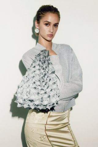 Zara + Patterned Fabric Bucket Bag