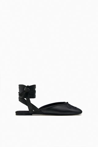 Zara + Lace-Up Flats With Bow