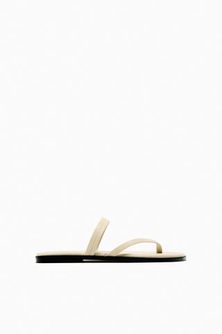 Zara + Asymmetrical Leather Slide Sandals
