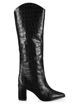 Schutz + Analeah Lizard-Embossed Leather Boots