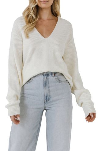 Free the Roses + Endless Rose Oversize Deep-V Sweater