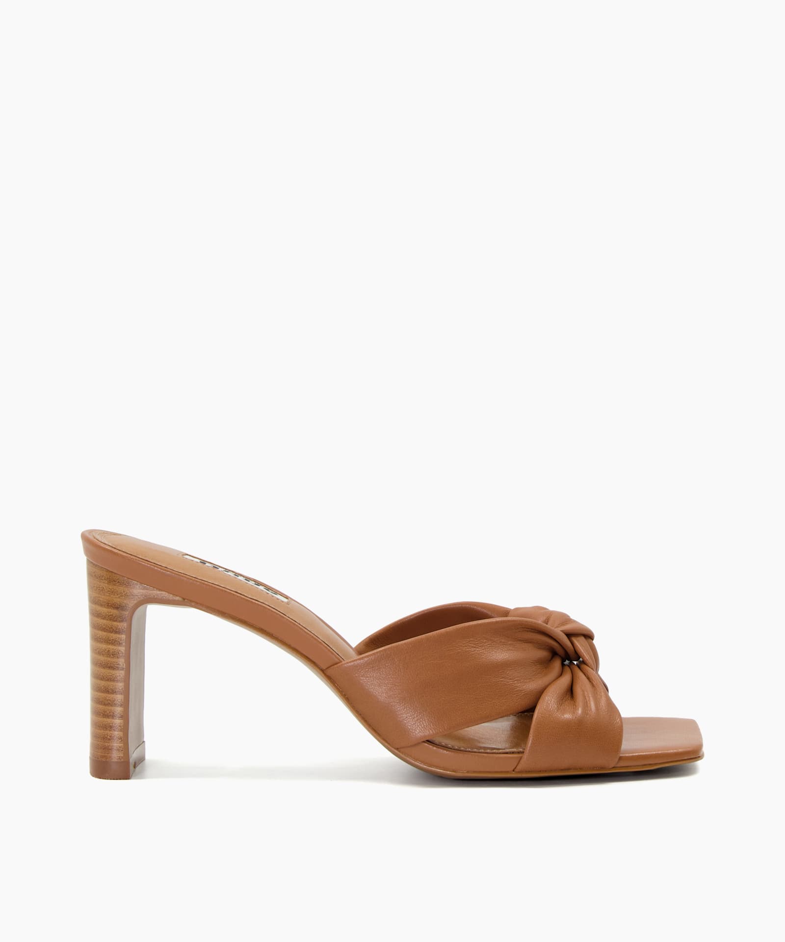 Dune London + Maize Knot-Detail Leather Open-Toe Mules in Tan