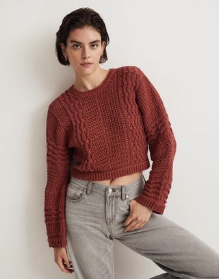 Madewell + Crochet-Knit Crop Sweater