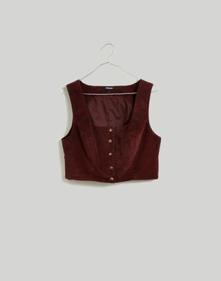 Madewell + Corduroy Twill Button-Front Crop Bralette Top