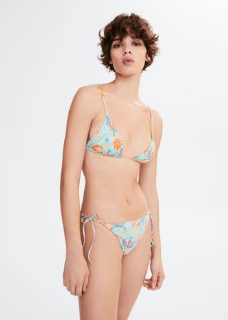 Mango + Floral Triangular Bikini Top