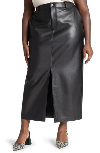 Eloquii + High Waist Faux Leather Maxi Skirt
