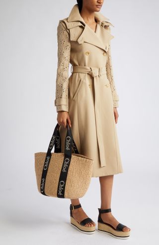 Chloé + Large Woody Straw Basket Tote