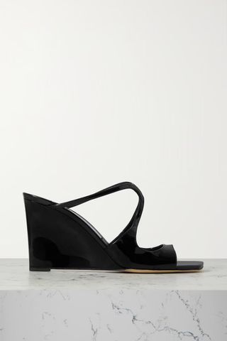 Jimmy Choo + Anise 85 Patent-Leather Wedge Sandals