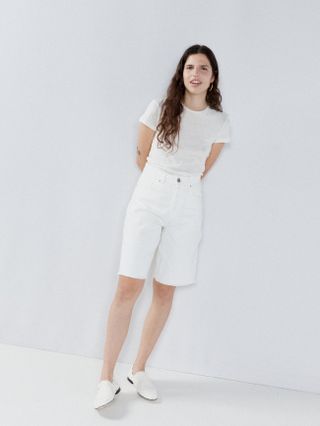 Raey + 90s Longline Organic Cotton Denim Shorts in White