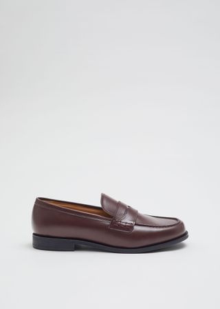 & Other Stories + Leather Penny Loafers in Mahogany