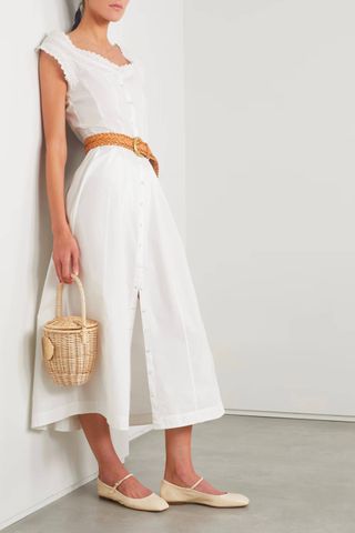 Dôen + + Net Sustain Anneau Broderie Anglaise Organic Cotton-Poplin Midi Dress