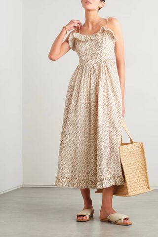 Dôen + Wendelin Floral-Print Organic Cotton-Poplin Midi Dress