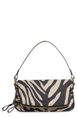 Tom Ford + Zebra Stripe Calfskin Leather Shoulder Bag