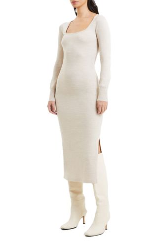 French Connection + Babysoft Square Neck Long Sleeve Midi Dress