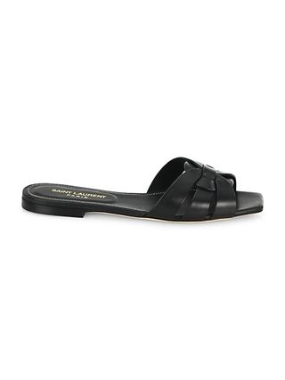 Saint Laurent + Tribute Leather Slides