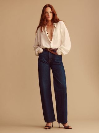 Reformation + Magnolia Mid Rise Bow Jeans