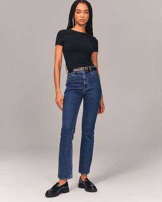 Abercrombie + Ultra High Rise Ankle Straight Jean