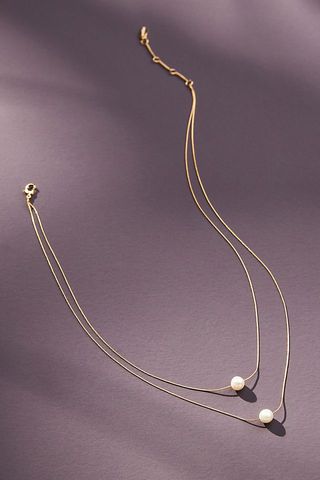 By Anthropologie + Double Layer Pearl Chain Necklace