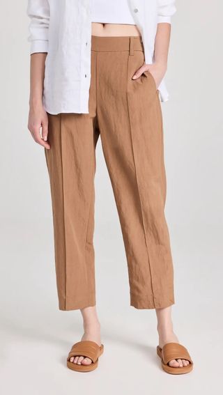 Vince + Mid Rise Pleat Front Pull On Pants