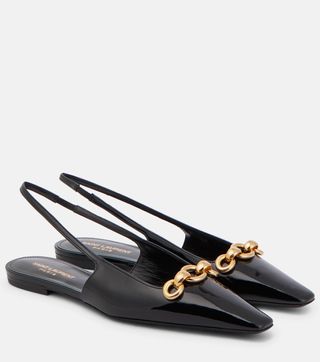 Saint Laurent + Blade - Chaussures plates en cuir à bride arrière