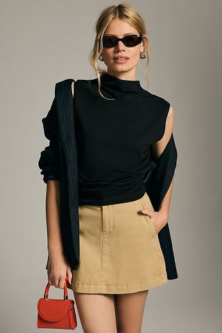 Maeve + Mock-Neck Shell Top