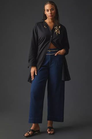 Maeve + The Colette Denim Cropped Wide-Leg Jeans