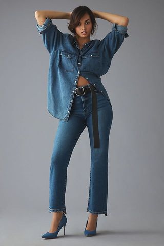 Good American + Good Boy High-Rise Cropped Straight Jeans