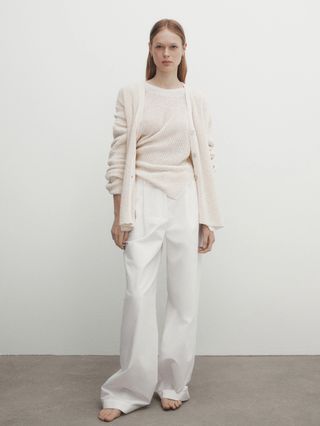 Massimo Dutti + Purl Knit Linen And Cotton Sweater