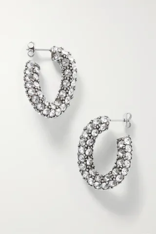 Isabel Marant + Silver-Tone Crystal Hoop Earrings