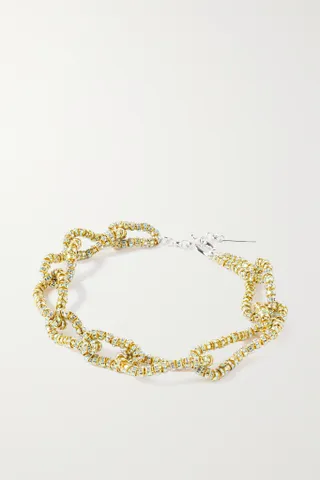 Pearl OCTOPUSS.Y + Mini Golden Tire Gold- and Silver-Plated Crystal Necklace