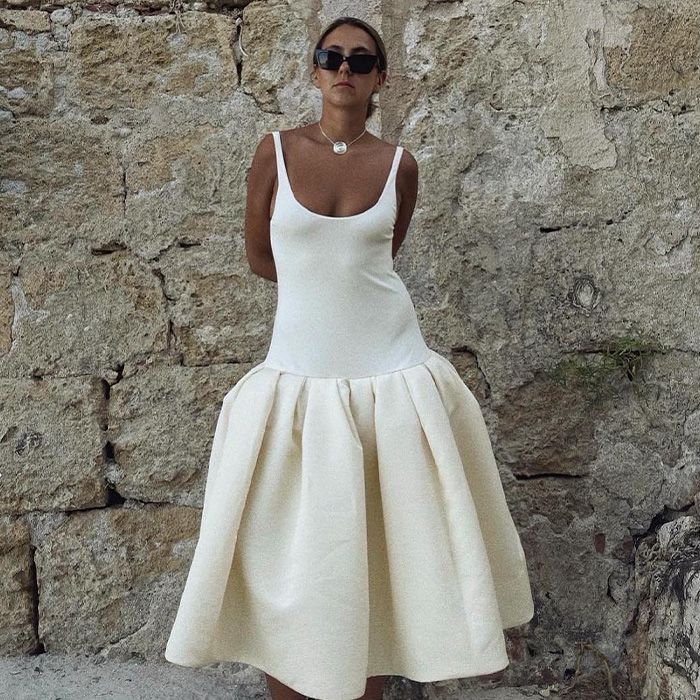 slim fit dress slacks Pleated Drop Waist Maxi Dress main image 1