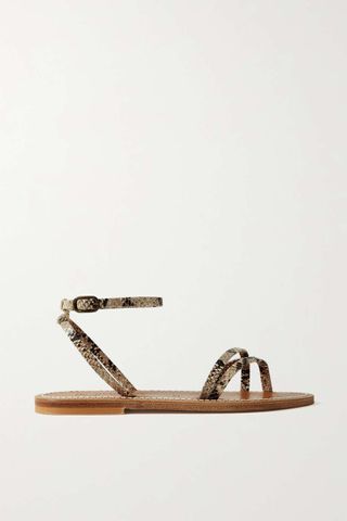 K.Jacques + Milana Snake-Effect Leather Sandals