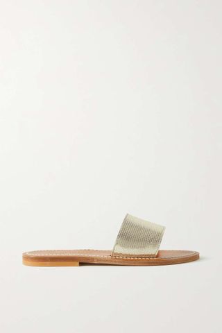 K.Jacques + Anacapri Metallic Textured-Leather Slides