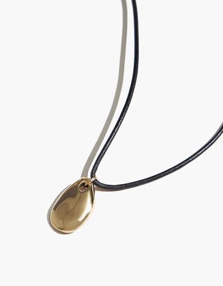 Maslo Jewelry + Small Pebble Pendant Necklace Gold Cord