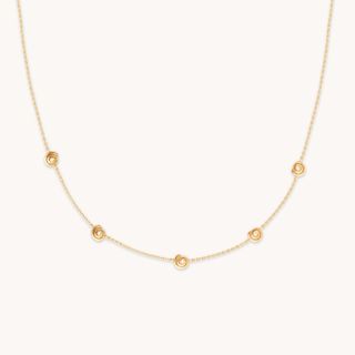 Astrid & Miyu + Shell Crystal Charm Necklace in Gold