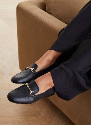 Mint Velvet + Camille Black Leather Loafers