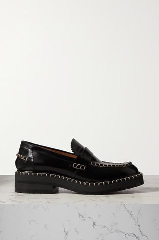 Chloé + Noua Whipstitched Leather Loafers