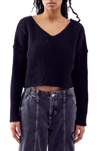 Bdg Urban Outfitters + Distressed V-Neck Crop Sweater