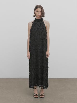 Massimo Dutti + Studio Frayed Long Halter Dress