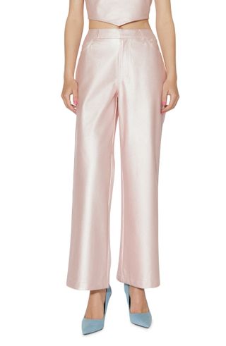 Something New + Marie Coated Ankle Wide Leg Pants