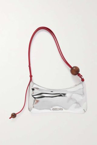 Jacquemus + Le Bisou Perle Embellished Mirrored-Leather Shoulder Bag