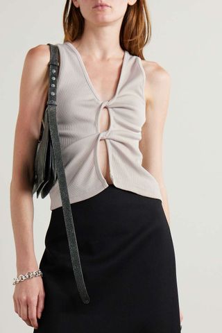Christopher Esber + Cutout Twist-Front Ribbed-Knit Tank