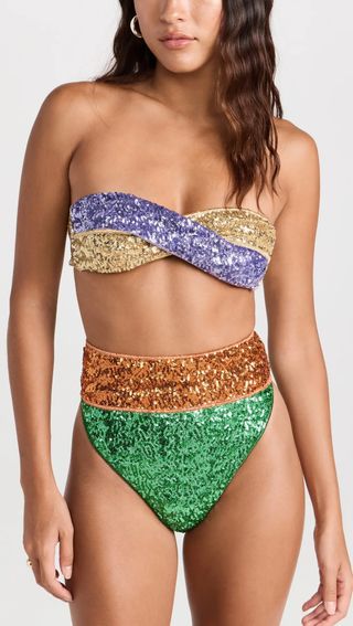 Oséree + Paillettes Twist Colore Bikini Set