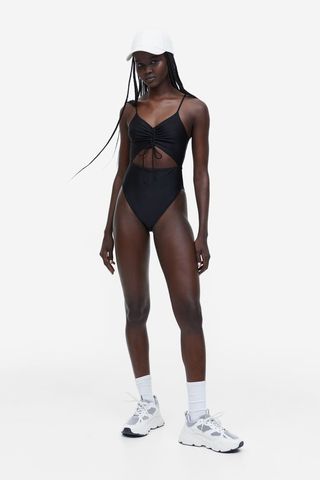 H&M + High Leg Swimsuit With Drawstring